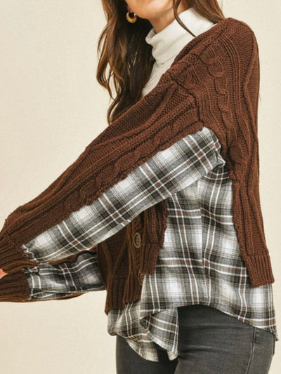 Knitted plaid long sleeve