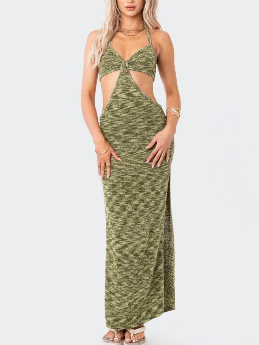 Green cut out Maxi Dress