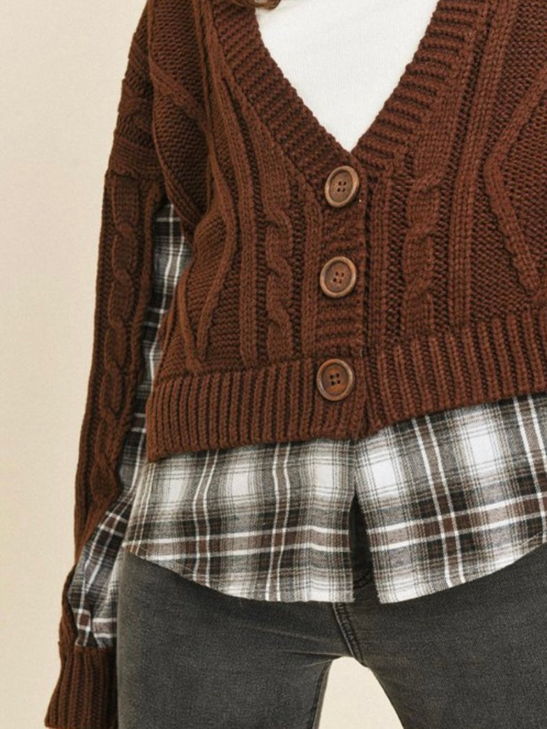Knitted plaid long sleeve
